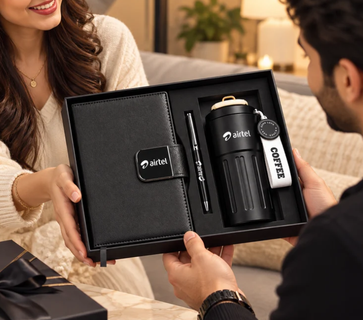 Premium Executive Coffee Gift Set with Thermal PU Notebook & Temperature Display Flask – 460ml