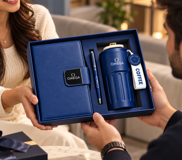 Premium Executive Coffee Gift Set with Thermal PU Notebook & Temperature Display Flask – 460ml
