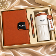 Premium Executive Coffee Gift Set with Thermal PU Notebook & Temperature Display Flask – 460ml