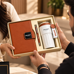 Premium Executive Coffee Gift Set with Thermal PU Notebook & Temperature Display Flask – 460ml