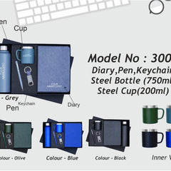 Premium 5-Piece Corporate Gift Set with Diary, Pen, Keychain, Steel Bottle & Cup