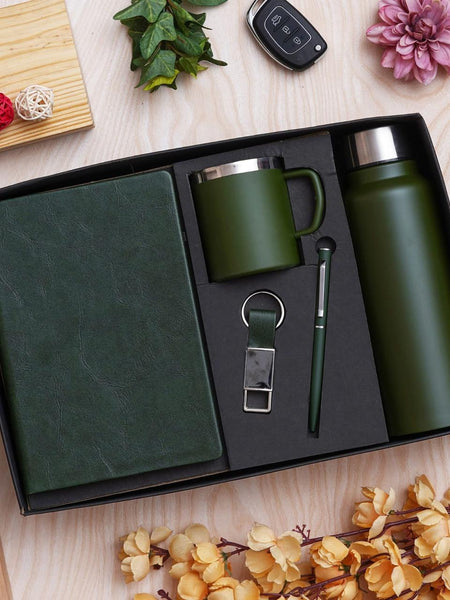 Premium 5-Piece Corporate Gift Set – Diary, Pen, Keychain, Steel Bottle & Cup