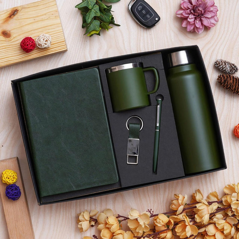 Premium 5-Piece Corporate Gift Set with Diary, Pen, Keychain, Steel Bottle & Cup